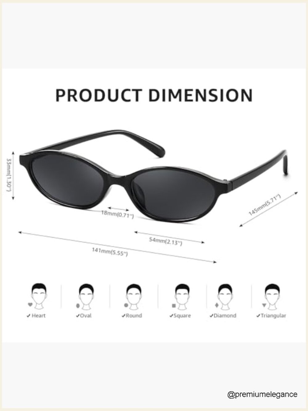 Retro Oval Cat Eye Sunglasses UV400 Protection Narrow Lightweight Shades - Picture 5 of 7